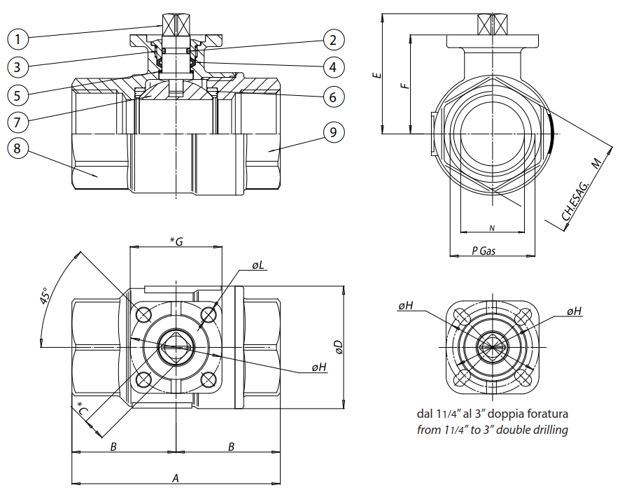 黃銅球閥101結構圖